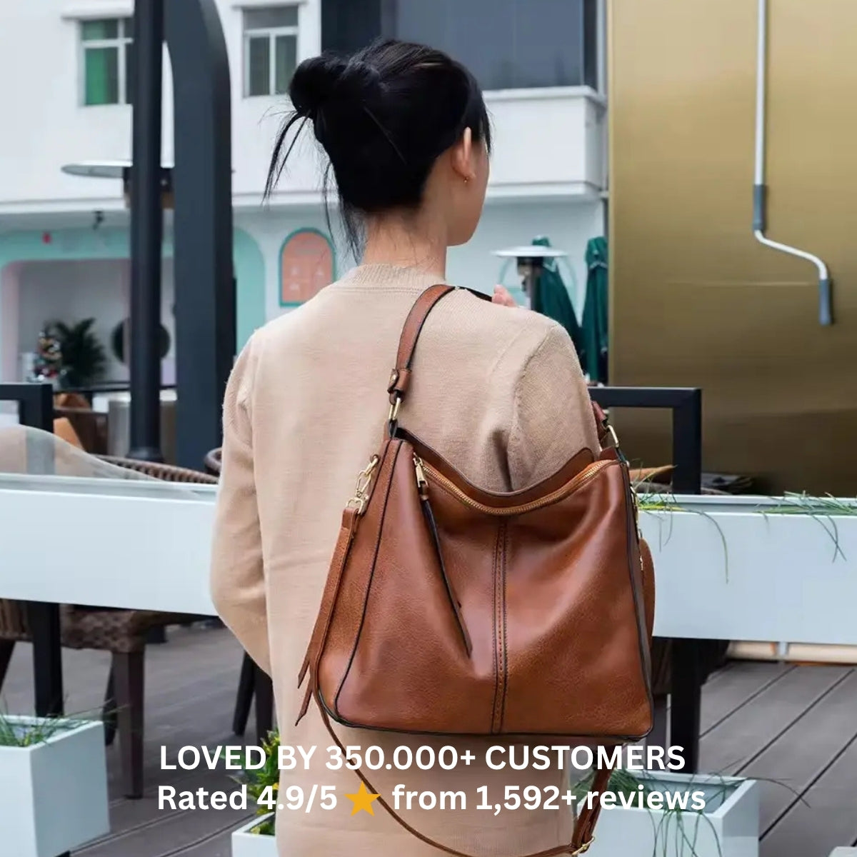Luxuriöse Anti-Diebstahl-Hobo-Tasche aus Leder - nur heute kostenlose Brieftasche