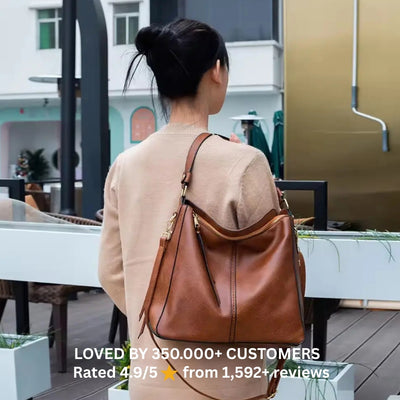 Luxuriöse Anti-Diebstahl-Hobo-Tasche aus Leder - nur heute kostenlose Brieftasche