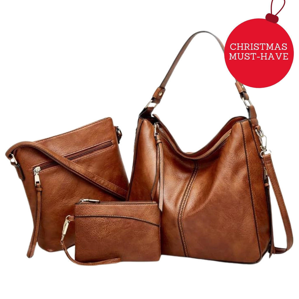 Luxury Leather 3-Piece Hobo Bag Set – Libra Cases