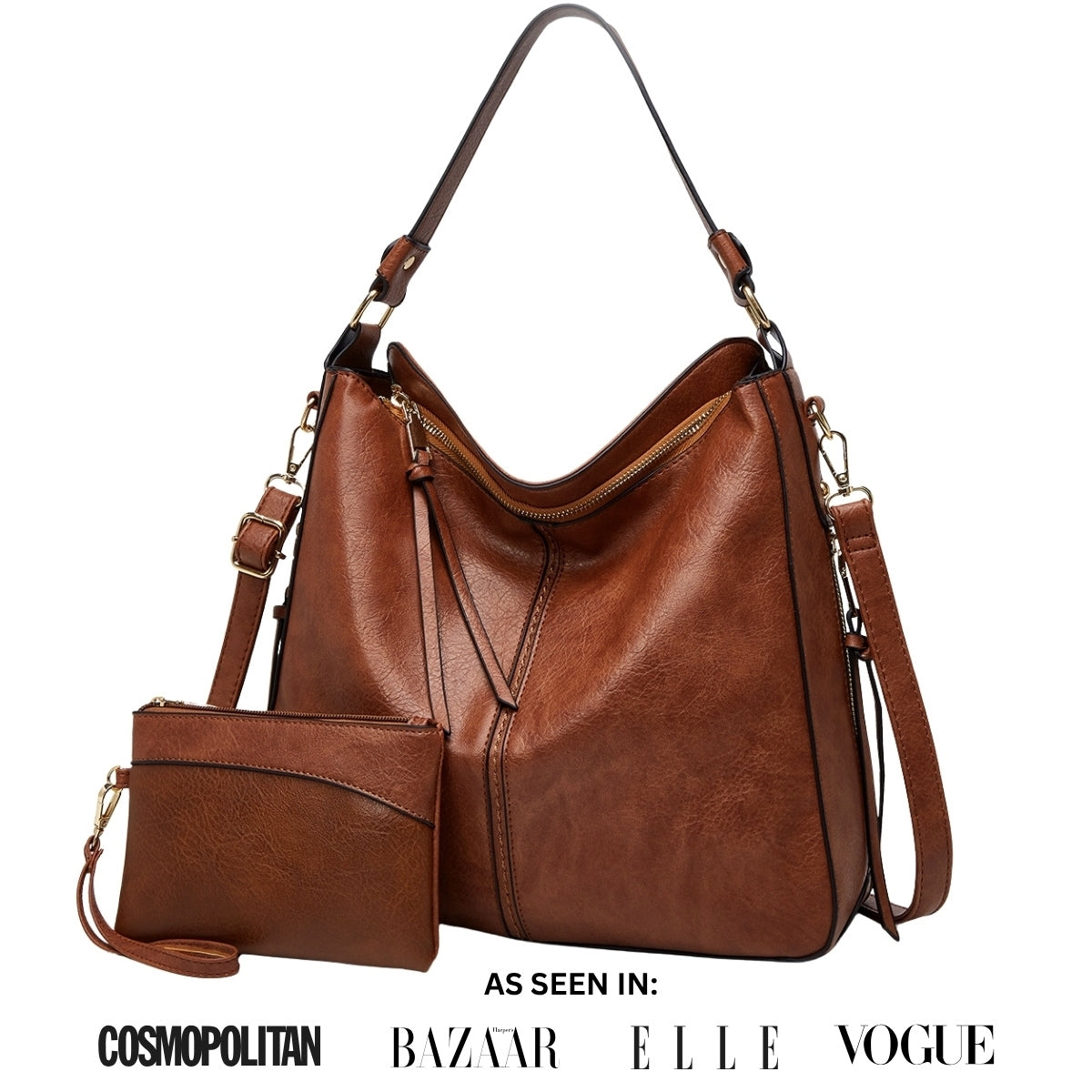 Luxuriöse Anti-Diebstahl-Hobo-Tasche aus Leder - nur heute kostenlose Brieftasche