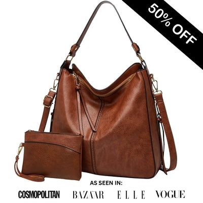 Luxuriöse Anti-Diebstahl-Hobo-Tasche aus Leder - nur heute kostenlose Brieftasche