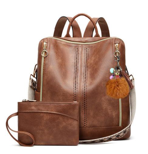 Luxury Leather 2-in-1 Convertible Backpack + Free Pouch
