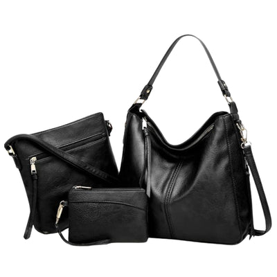 Luxury Leather 3-Piece Hobo Bag Set