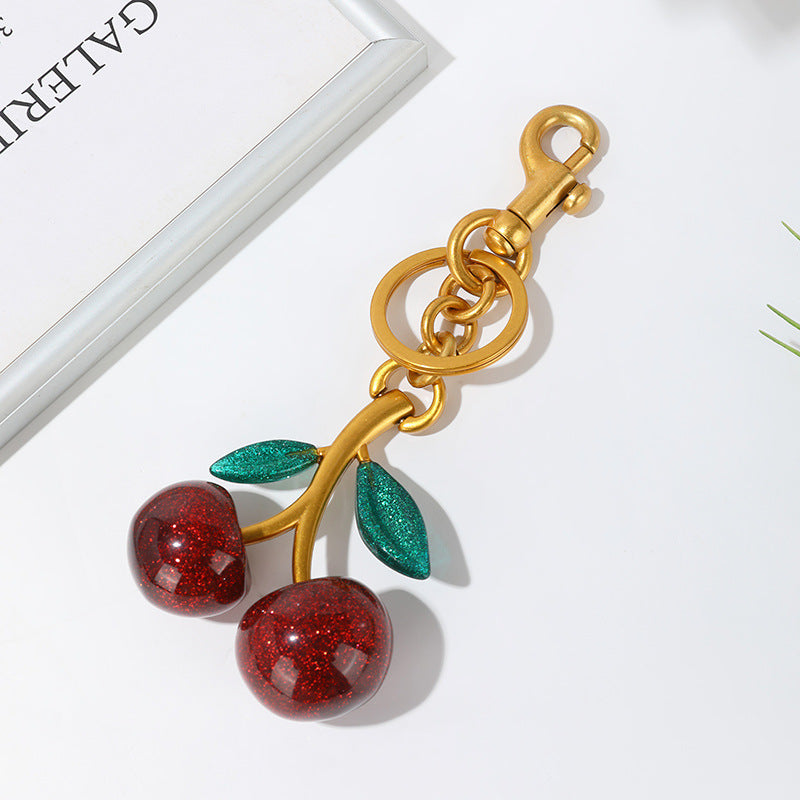 Cherry Bag Pendant Keychain – Exquisite Metal Car & Bag Charm